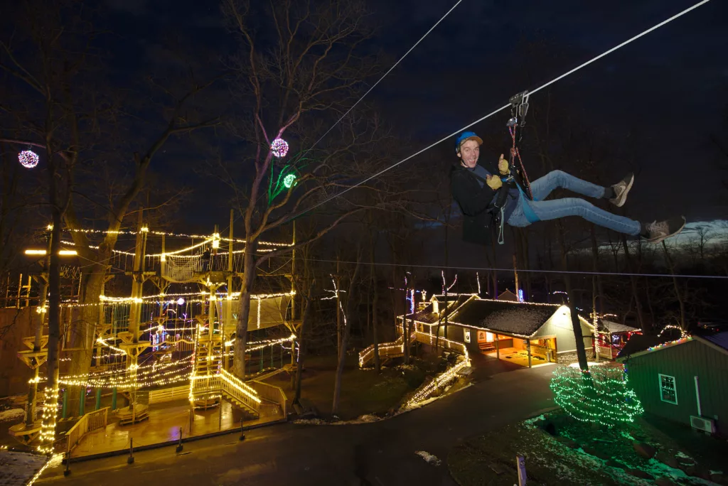 Christmas Lights Elevated Challenge Zipline