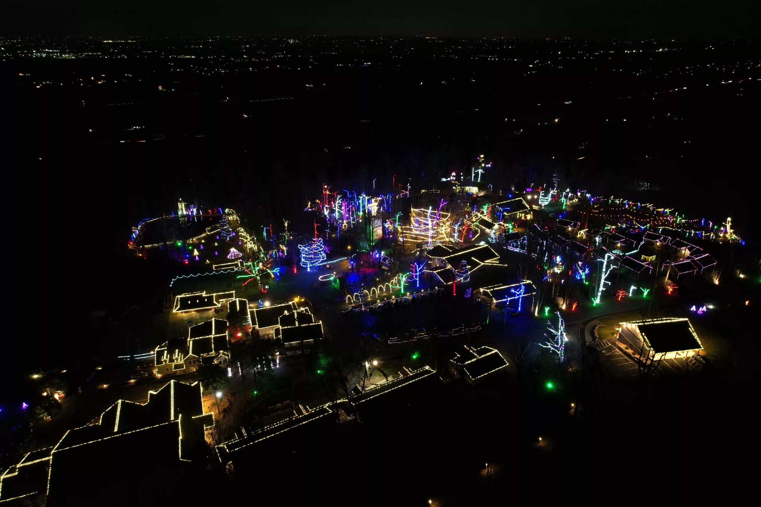 Ariel View Of Christmas Lights In Central Pennsylvania